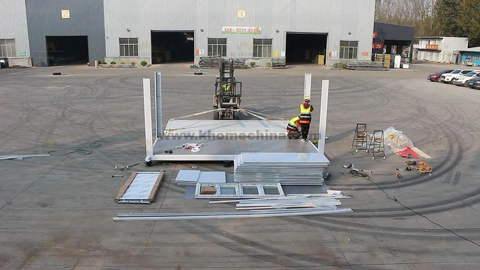 Flat Pack Container House Column Installation