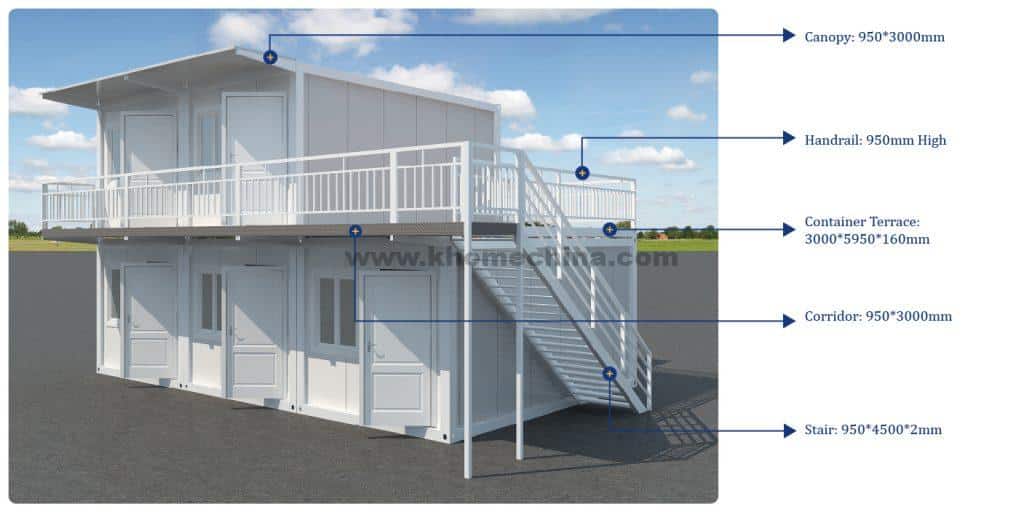 Two floor detachable container house with terrace