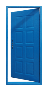 Blue square doors