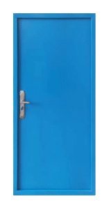 Blue flat-grained doors