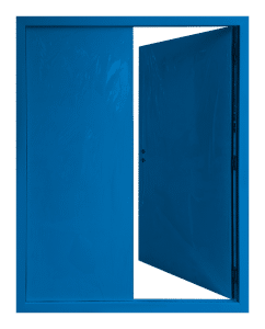 أبواب زرقاء مسطحة الحبيبات مزدوجة الفتح
