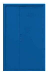 أبواب مزدوجة غير متساوية الحبيبات باللون الأزرق