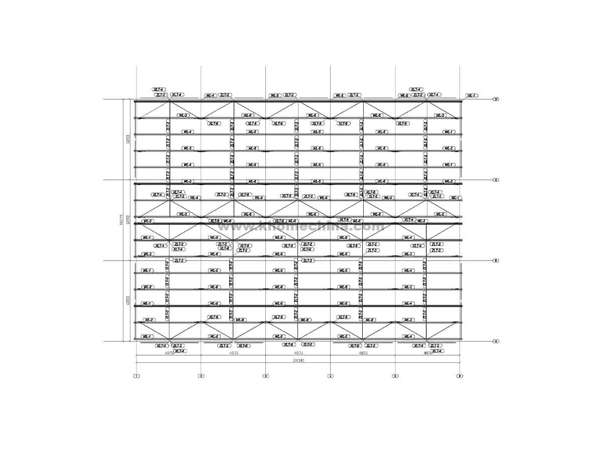 Prefabricated Metal Building Roof Purlin and Rod Layout