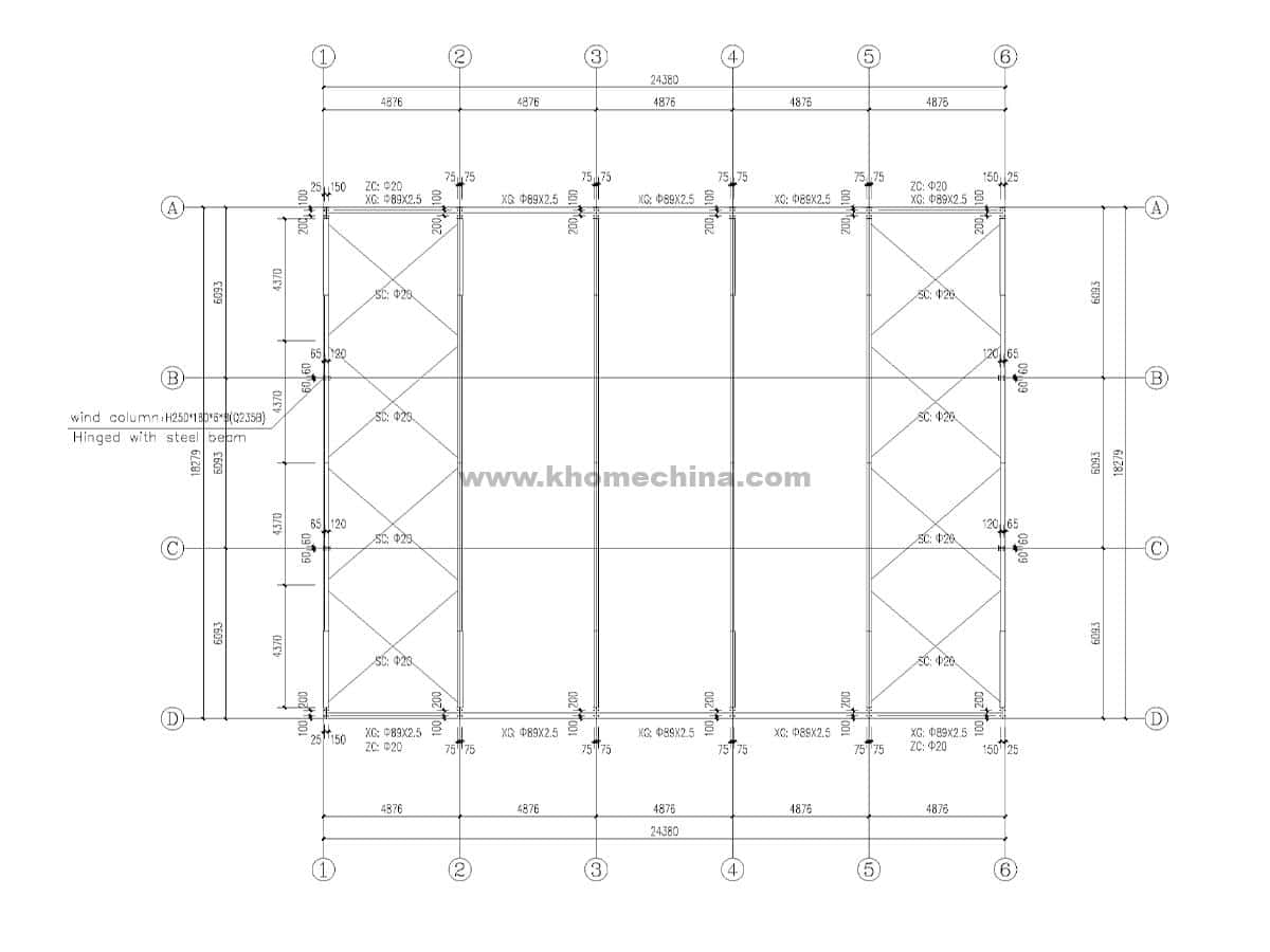 Prefabricated Metal Building Roof Structure Layout