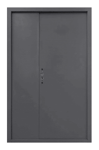 Grey flat-grained Unequal Double doors