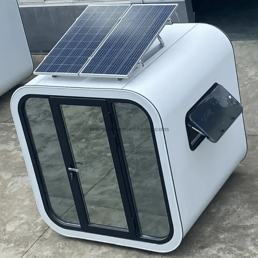 off-grid backyard office pod with solar panels