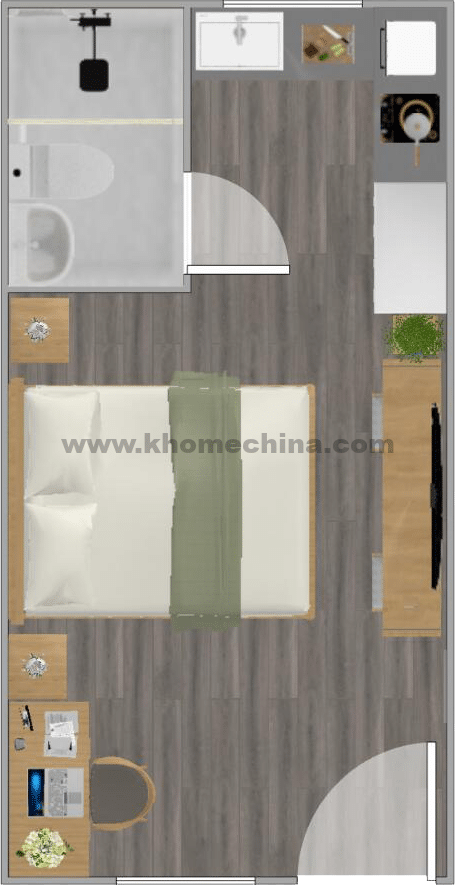 double room with kitchen
