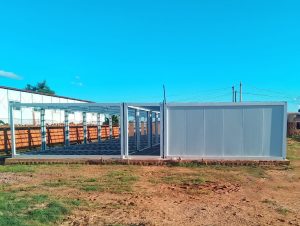 Prefab container camp in Congo
