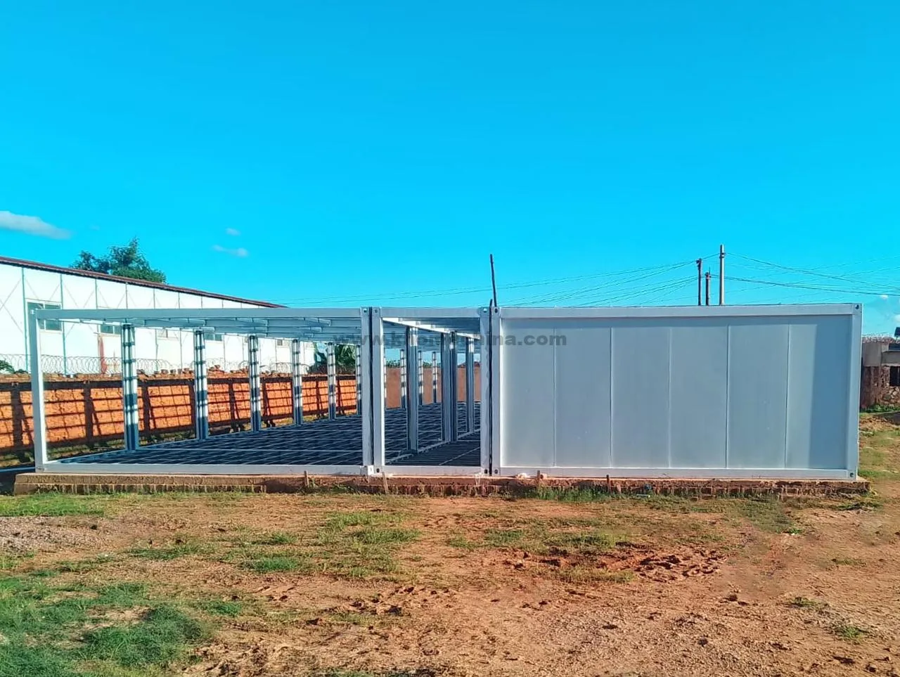 Prefab container camp in Congo