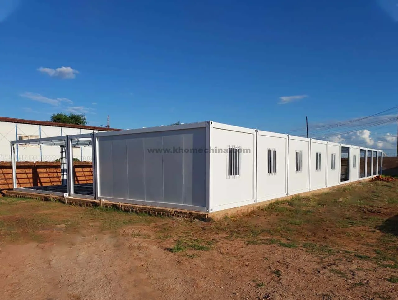 Prefab container camp in Congo