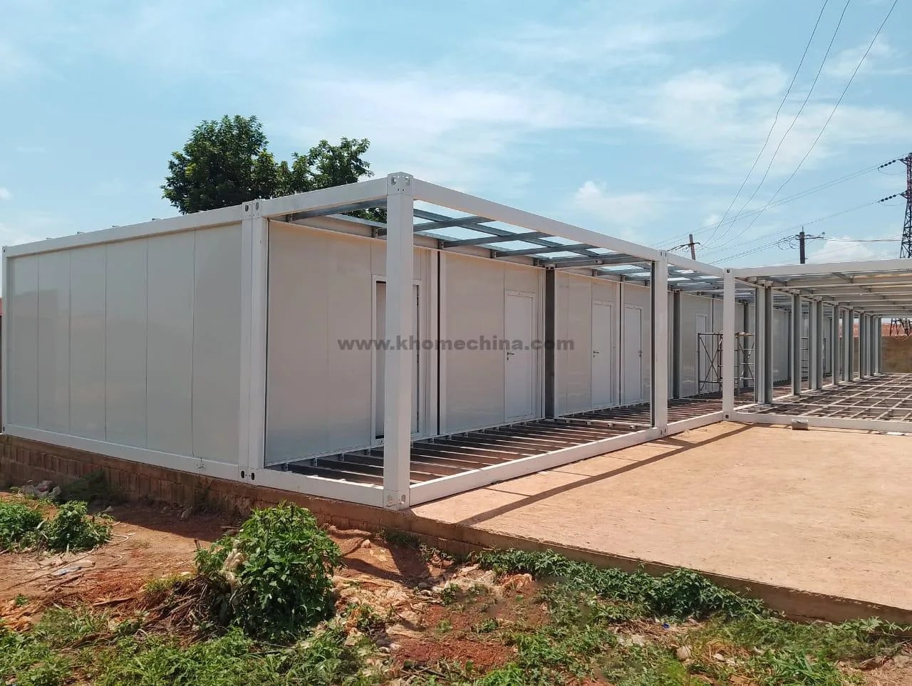 Prefab container camp in Congo