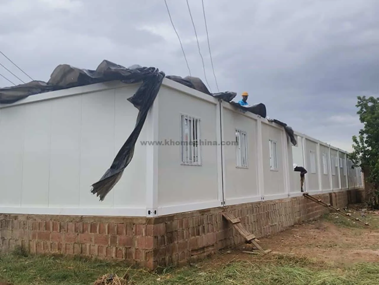 Prefab container camp in Congo