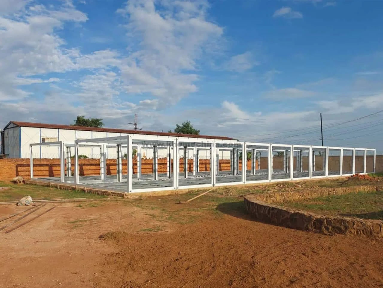 Prefab container camp in Congo