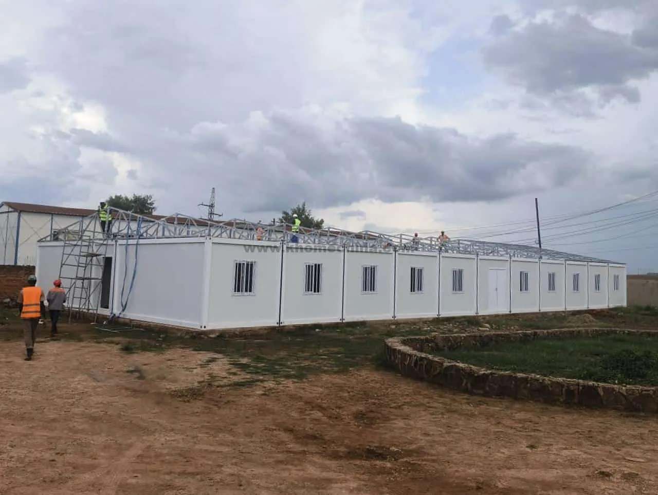 Prefab container camp in Congo