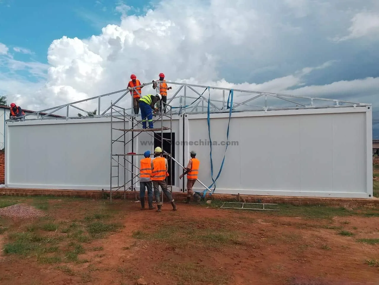 Prefab container camp in Congo