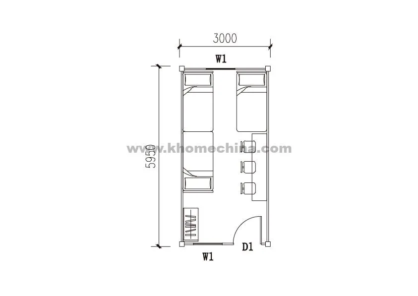 Unidade de Acomodação Container 18m² com Beliches