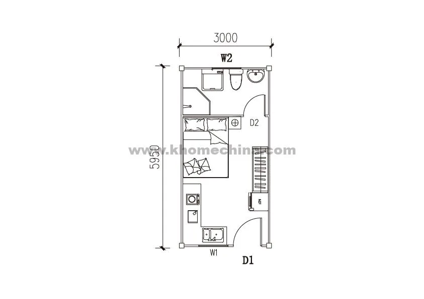 Unidade de dormitório de contêiner individual de 18 m² com banheiro