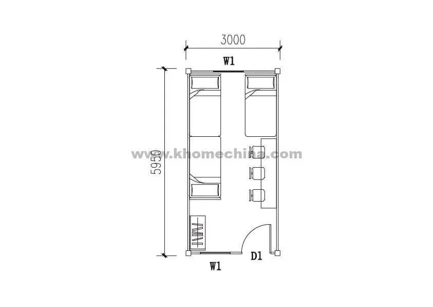 18m² Container Accommodation Unit with Bunk Beds