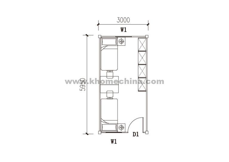 18m² Quadruple Container Accommodation Unit with Bunk Beds