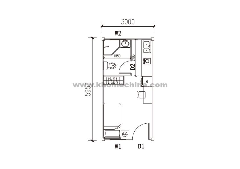 18m² Single Container Accommodation Unit with Bathroom (2)