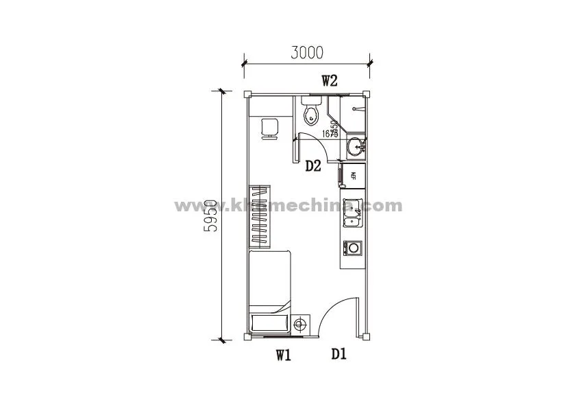 18m² Single Container Dormitory Unit with Bathroom