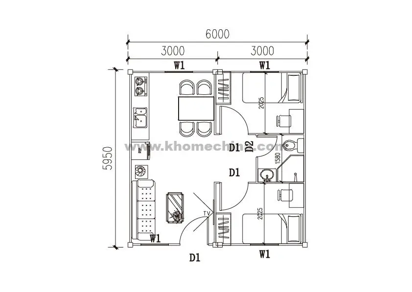 36m² Double Suit Container Accommodation Unit with Bathroom