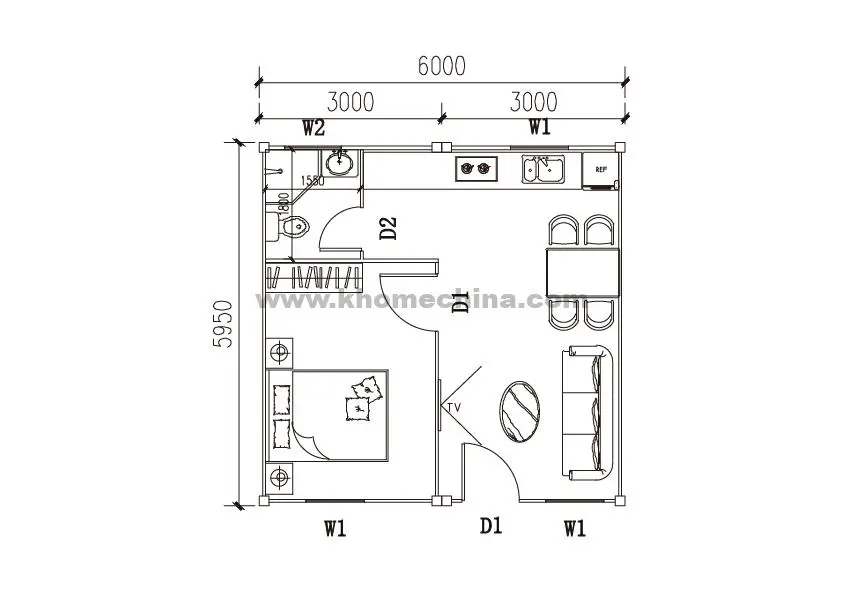 36m² Single Suit Container Accommodation Unit with Bathroom (1)