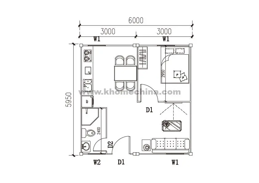 36m² Single Suit Container Accommodation Unit with Bathroom (2)