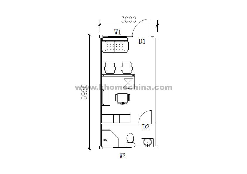 18m² Single Portable Office Container with Toilet