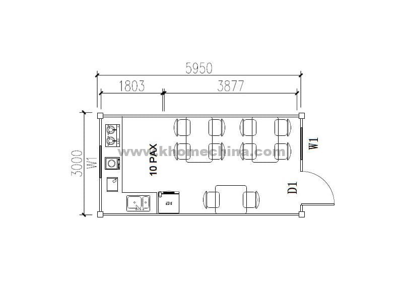 18m² canteen container for 10 person