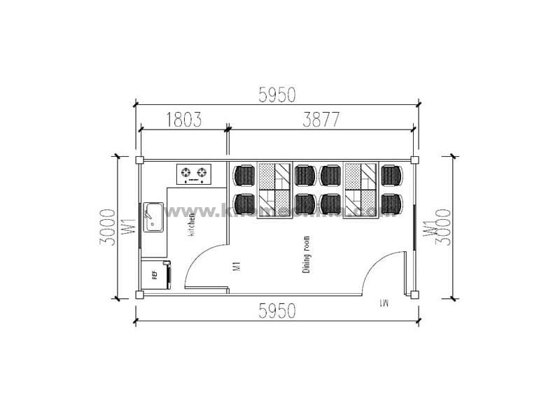 18m² canteen container for 8 person