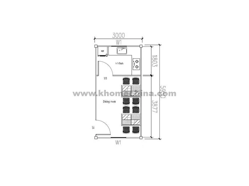 18m² canteen container for 8 person