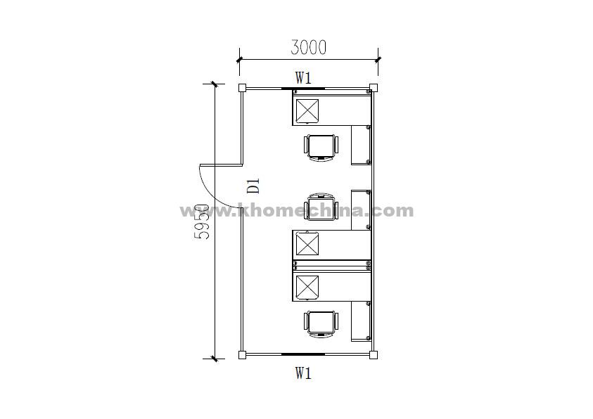 18m² Portable Office Container for 3 Person