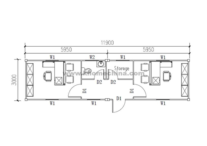 40ft office container with toilet