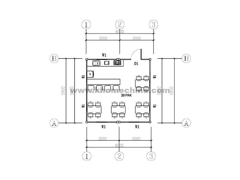 36m² canteen container for 18 person