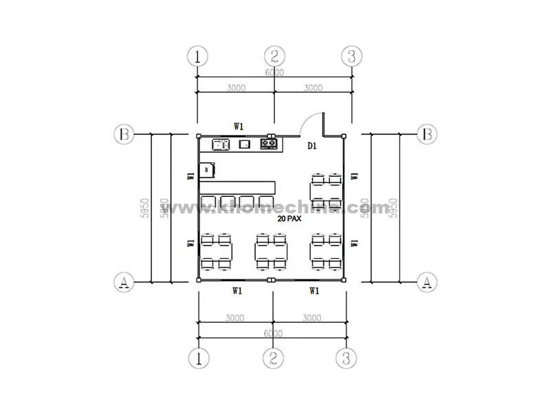 36m² canteen container for 18 person