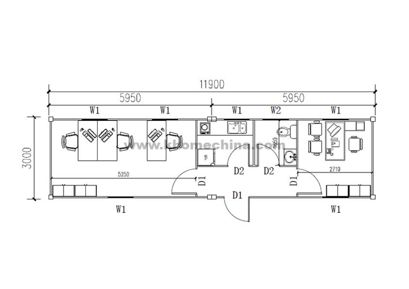 36m² office container for 4 person