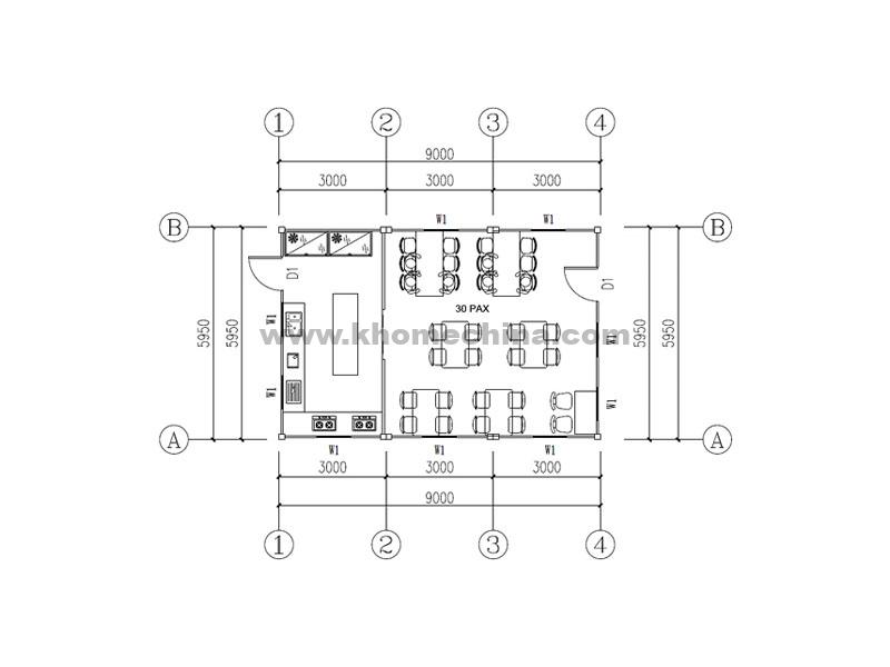 54m² canteen container for 30 person