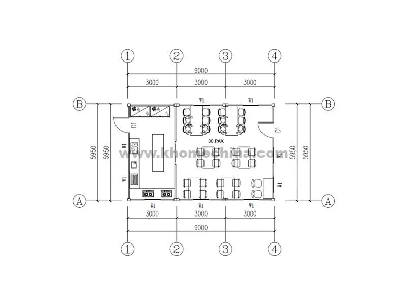 54m² canteen container for 30 person