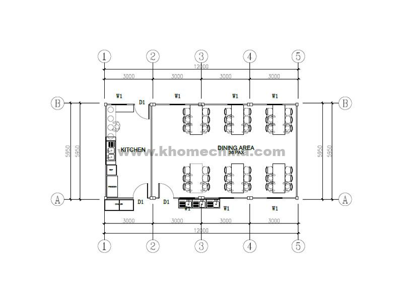 72m² canteen container for 36 person