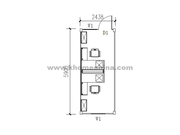 20ft flat pack office container for 2 person