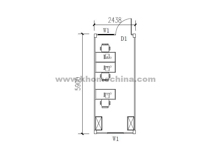 20ft flat pack office container for 3 person