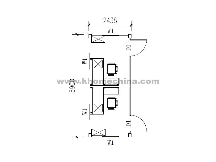 14m² flat pack container office for 2 person