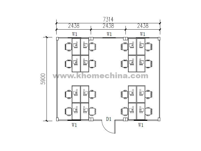 43m² Flat Pack office container for12 person