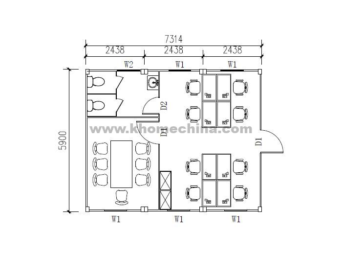 43m² Flat Pack office cabins with meeting room