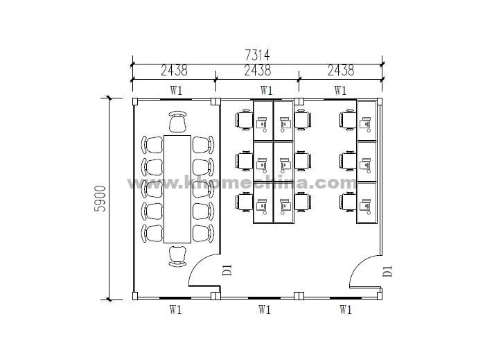 43m² Flat Pack office container with meeting room