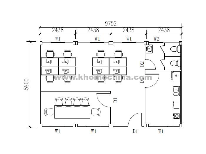 57m² flat pack container office combination