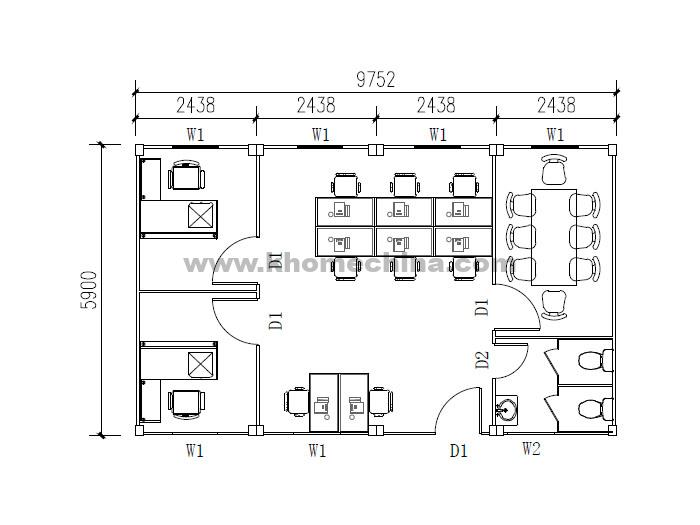 57m² flat pack container office combination