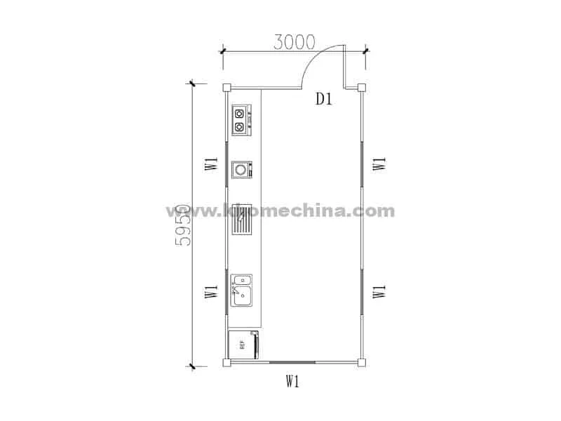 20ft container kitchen floor plan