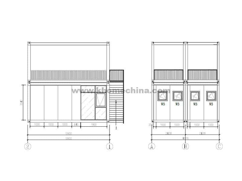 2 story flat pack container house design